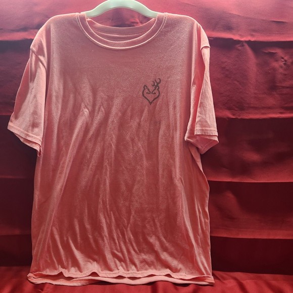 Browning Large Pink Women T Shirt Love Hunting Pink Gold Realtree Buck Doe Heart - Picture 5 of 5